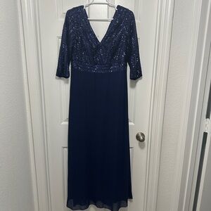 Elegant Navy Blue Sequin Dress